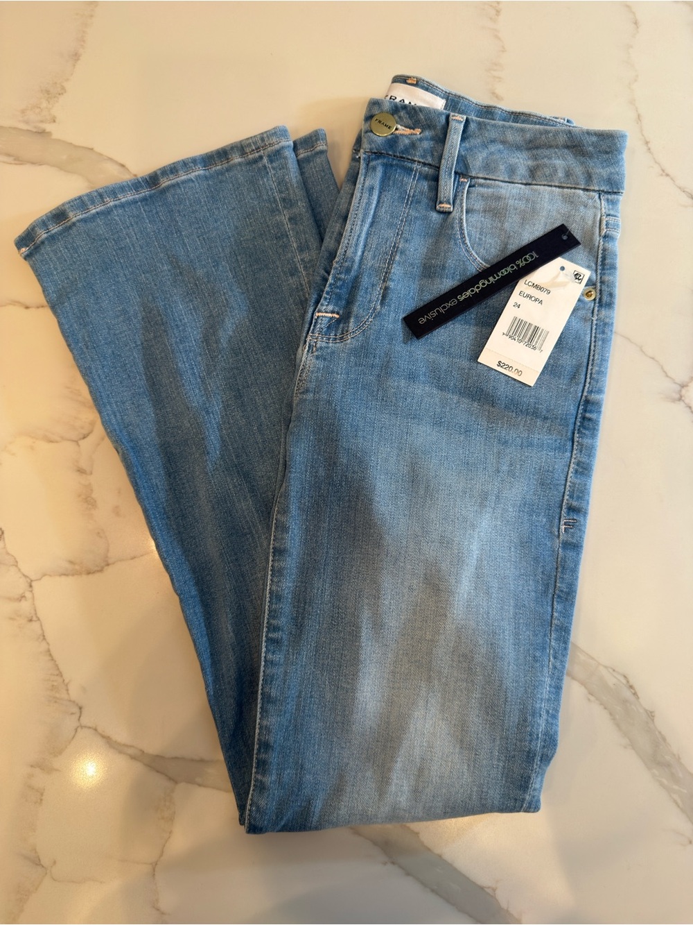 FRAME Le Crop Mini Boot Jeans Europa Blue Wash Size 24 NWT